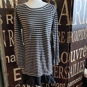 Naf Naf Striped Tunic Top with Ruffle